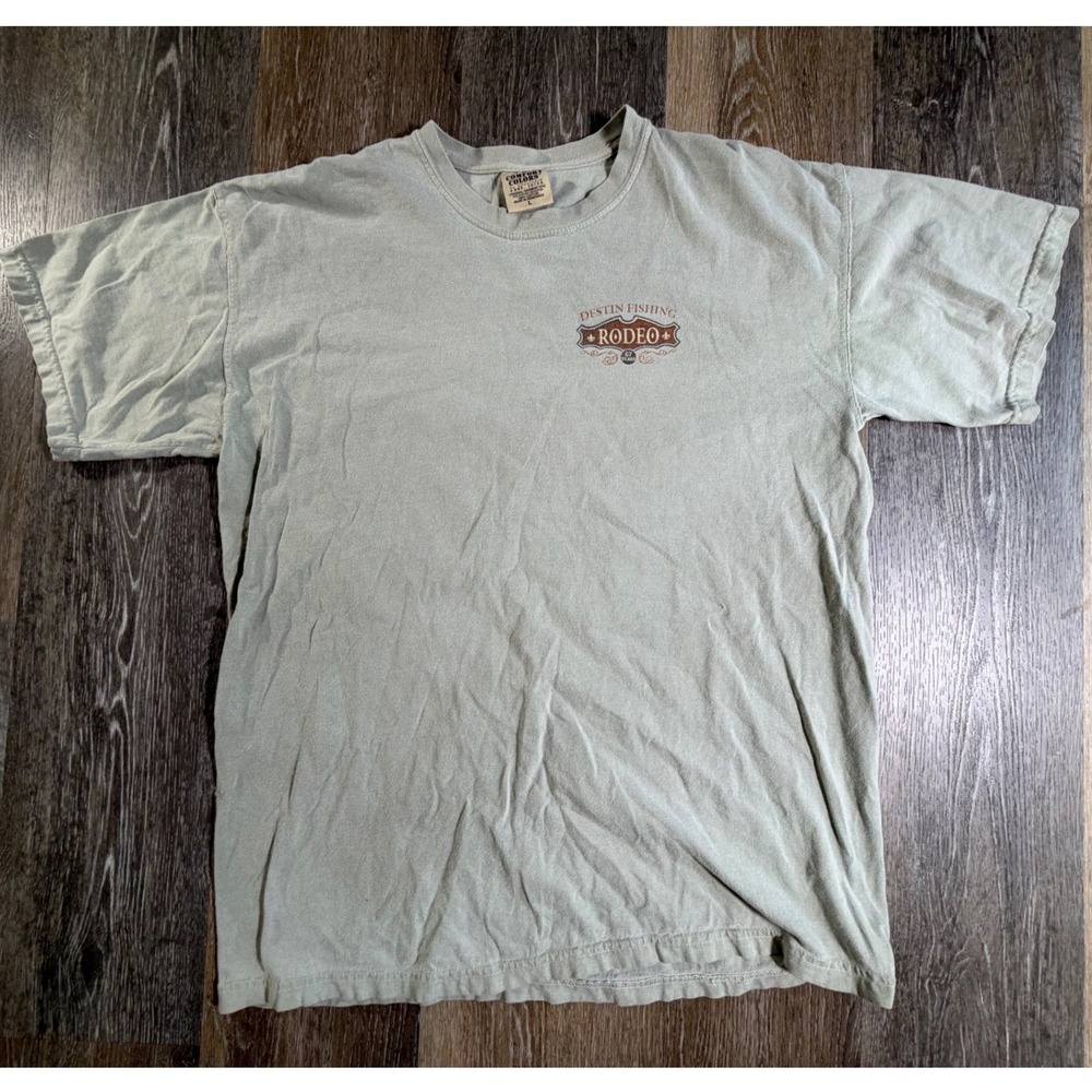 Comfort Colors T-Shirt Mens Large Sage Green Destin Fishing Rodeo 2015 Graphic